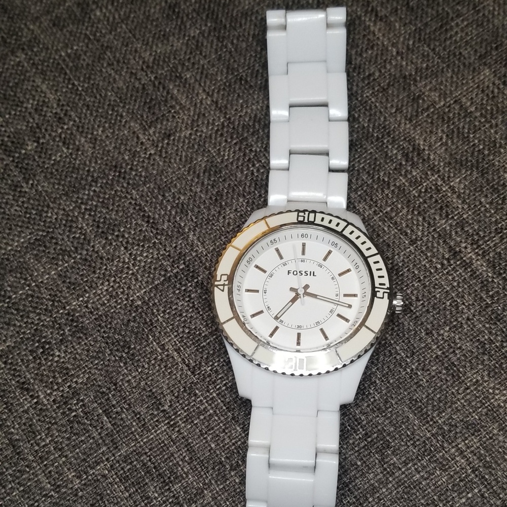 White Fossil Watch